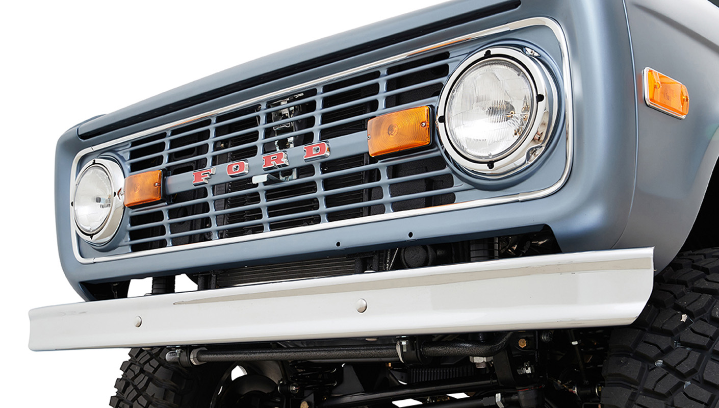 Ford Bronco 1972 Matte Brittany Blue Coyote Series with Black Soft Top Grille
