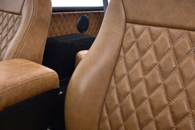 Ford Bronco 1973 Black Coyote Series with Custom Whiskey Diamond Stitch Interior
