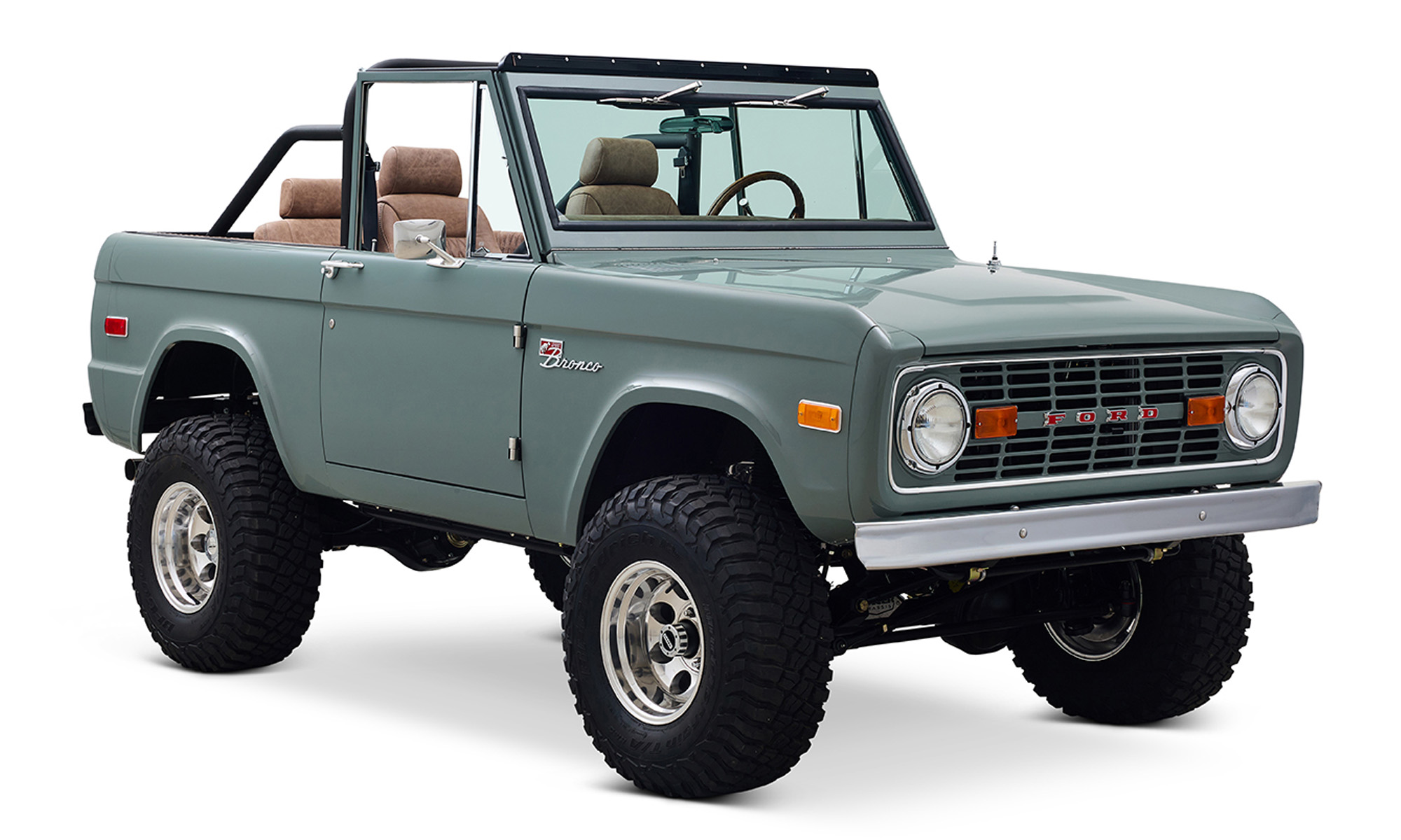 Ford Bronco 1973 Marble Gray Coyote Series Custom Leather Interior