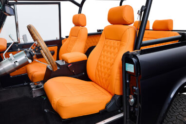 1971 Ford Bronco Coyote Series in Rolls Royce Blue over Orange Custom Interior 3rd Gen Coyote 5.0L Engine Diamond Stitch