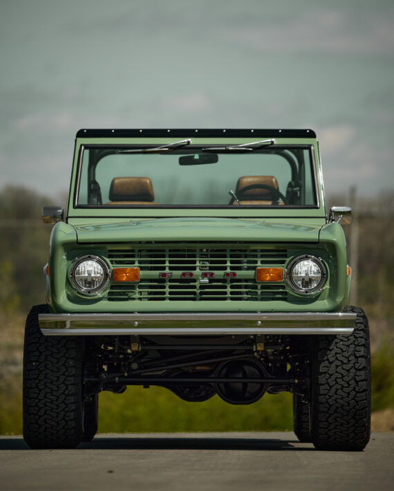 1973 Classic Ford Broncos Coyote Series in Boxwood Green with Whiskey Interior with family roll cage muirfield