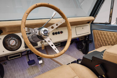 1966 Brittany Blue Classic Ford Bronco with Wood Ford Steering Wheel