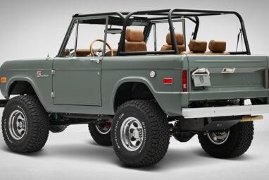 1974 Classic Ford Bronco in Marble Gray with a Moccasin leather custom diamond stitch interior