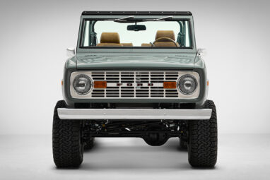 1974 Classic Ford Bronco in Marble Gray with a Moccasin leather custom diamond stitch interior