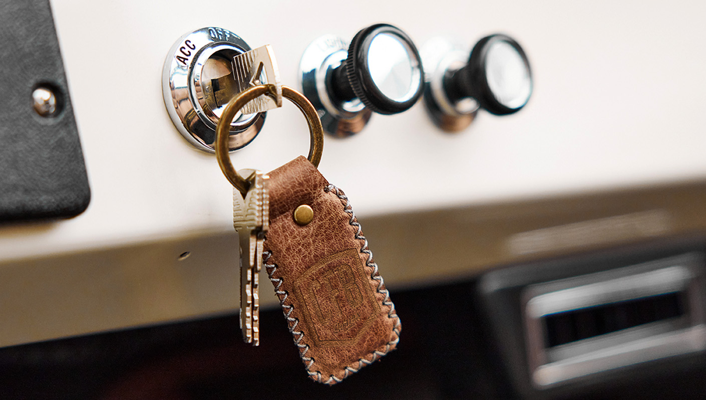 Moccasin leather keychain