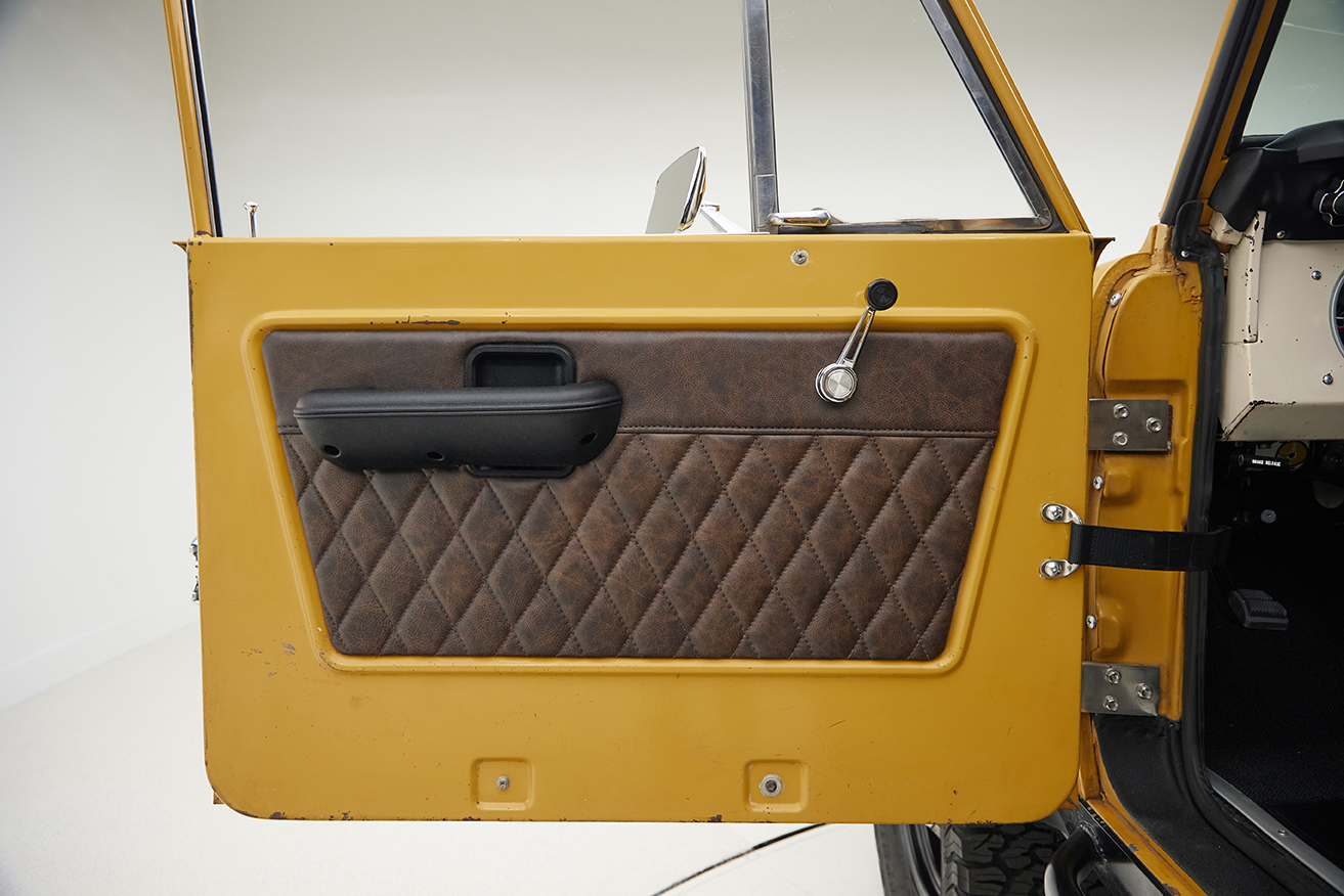 1966 classic ford bronco in goldenrod patina paint driver door panel