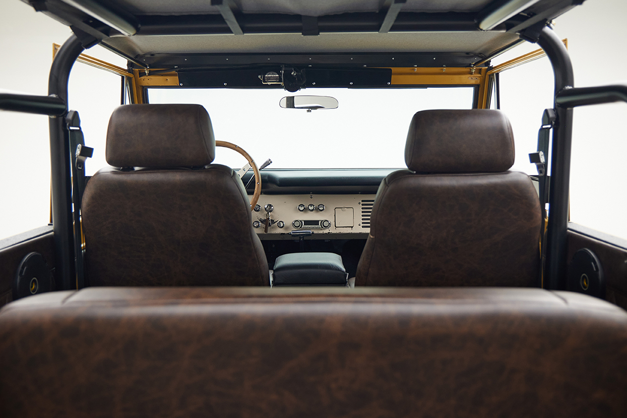 1966 classic ford bronco in goldenrod patina paint rear interior
