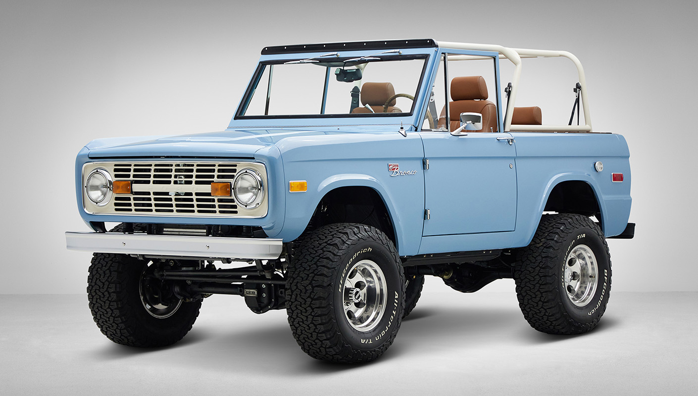 1967 Ford Bronco Frozen Blue 302 Series driver front 3/4