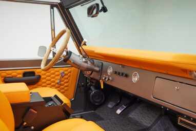 1972 classic ford bronco in matte silver with orange leather interior passenger dash
