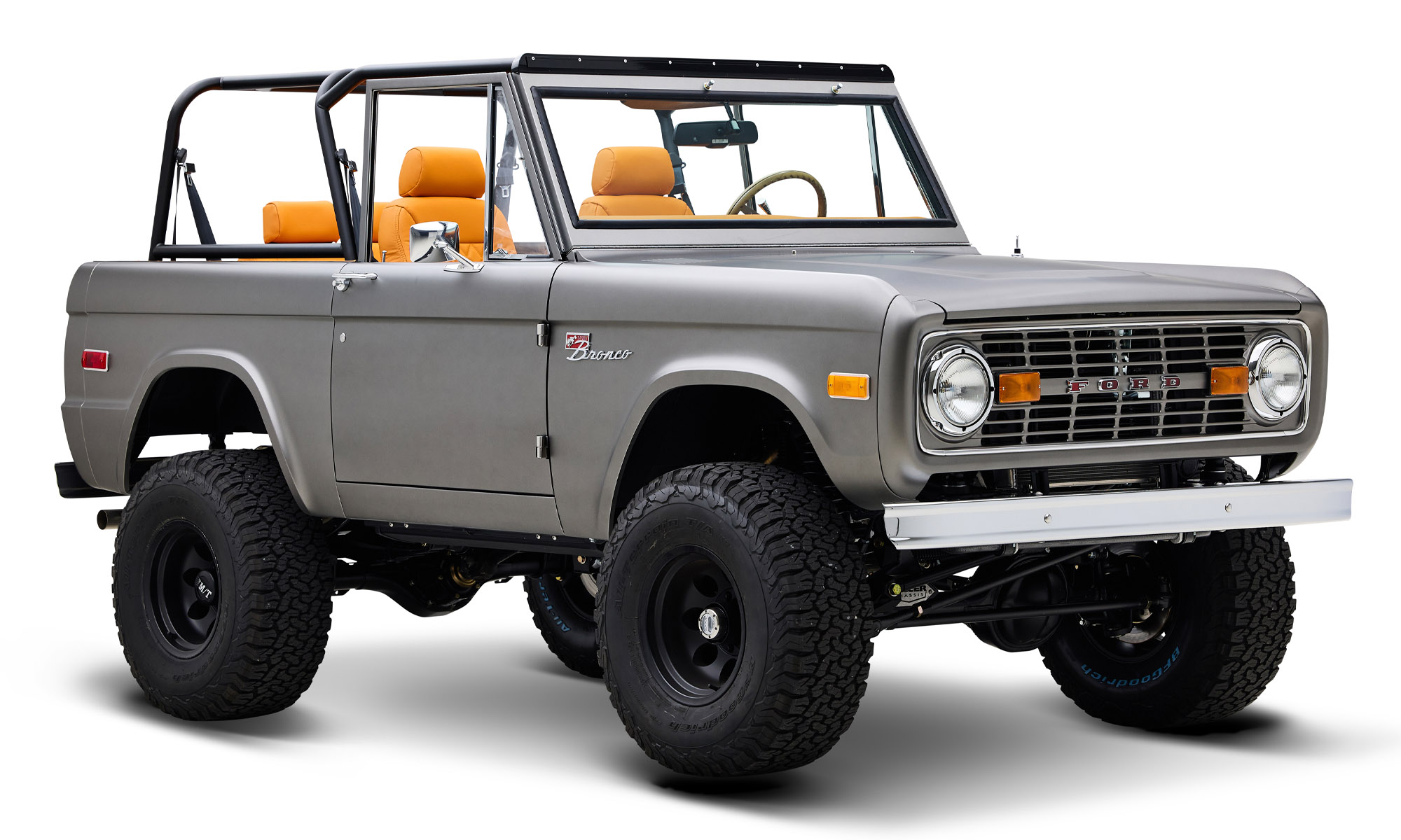 The Dealer Matte Silver Classic Ford Broncos Coyote Series with orange hex custom interior