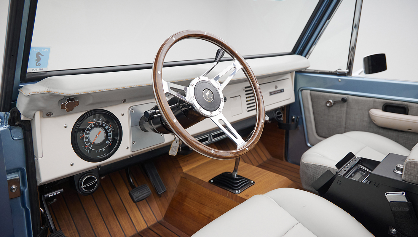1973 brittany blue 302 series with gray leather driver dash
