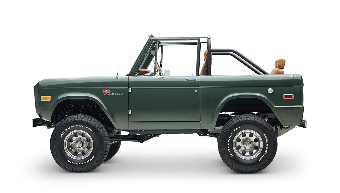 1973 classic ford bronco in highland green driver side