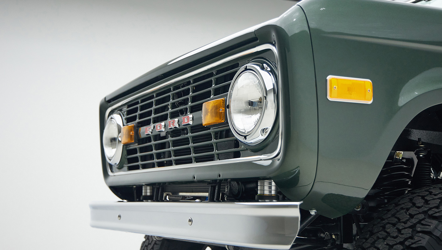 1973 classic ford bronco in highland green grill