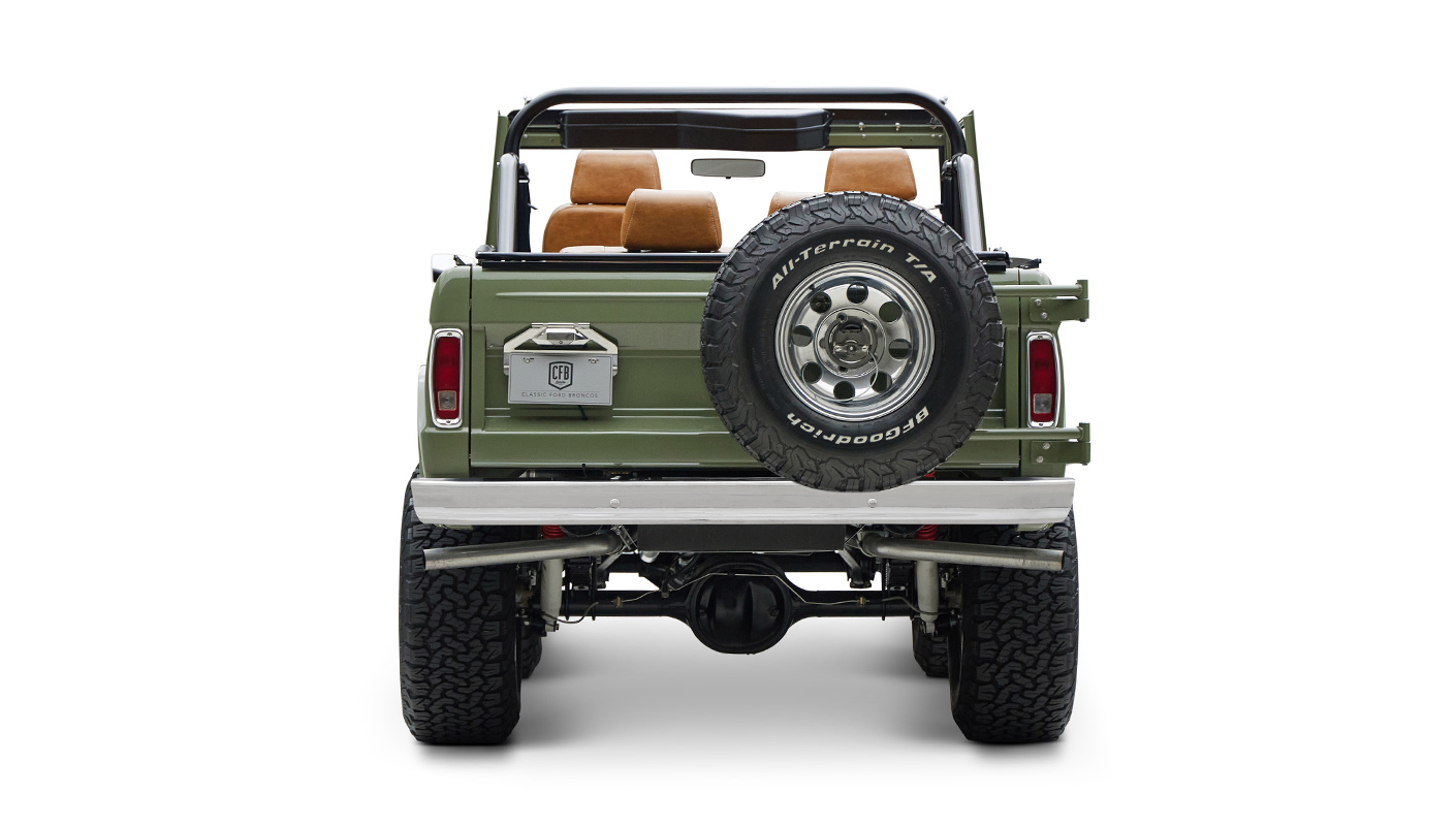 1976 classic ford bronco in boxwood green with ball glove leather rear end