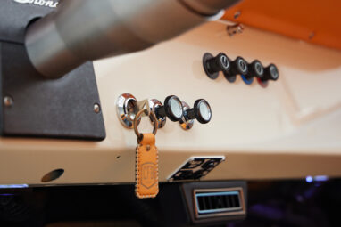 1973 Classic Ford Bronco in frozen blue with rolls royce orange leather and alpaca interior key