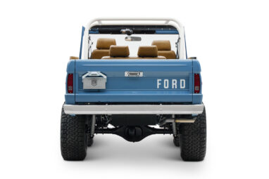 1974 classic ford bronco in stars & stripes blue with whiskey leather rear end